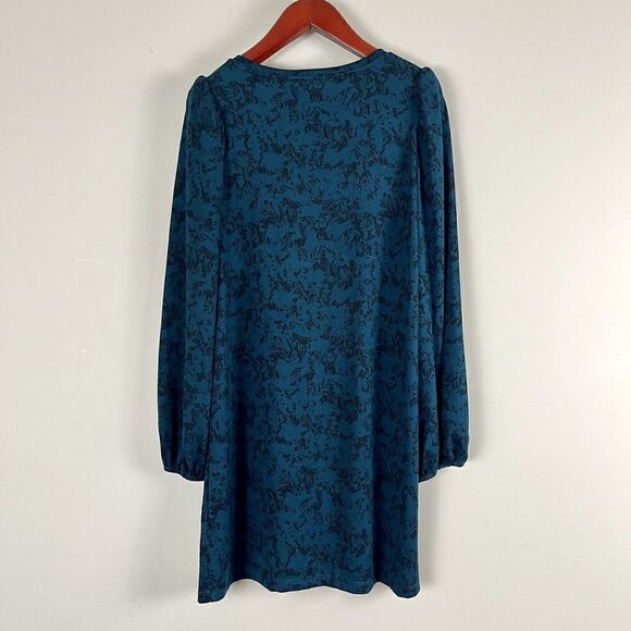 NINE WEST XXL DARK GREEN Black Snake Long Puff Balloon Sleeve Sweater Dress - Picture 6 of 13